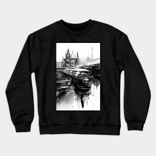 Ink Train Gothic Black White Surrealism Crewneck Sweatshirt